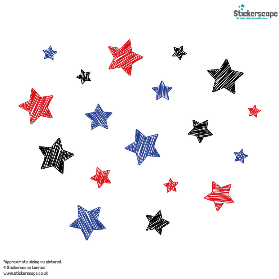 Patriotic Stars Window Sticker Pack on white background