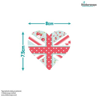 Cute Union Jack Hearts Window Sticker Pack, option 1 displayed on a white background