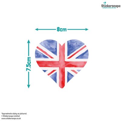 Watercolour Union Jack Hearts Window Sticker Pack on white background