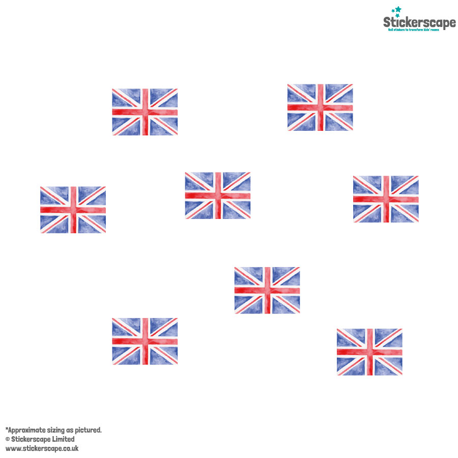 Watercolour Union Jack Window Sticker Pack on white background