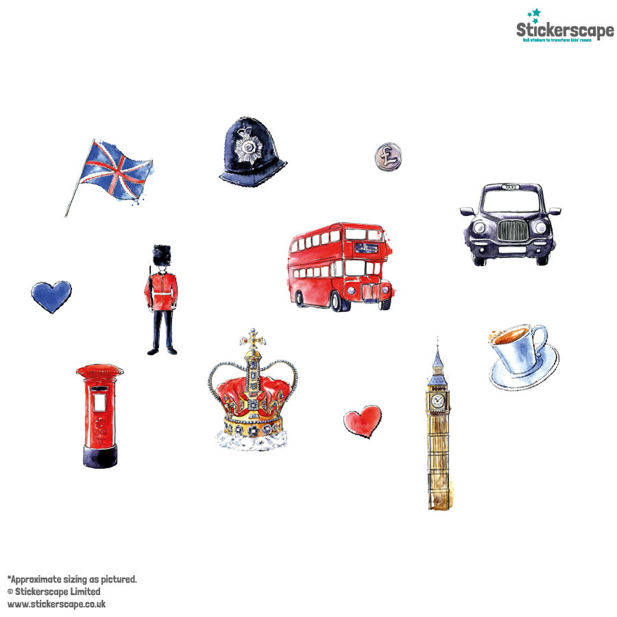 Watercolour London Window Sticker Pack