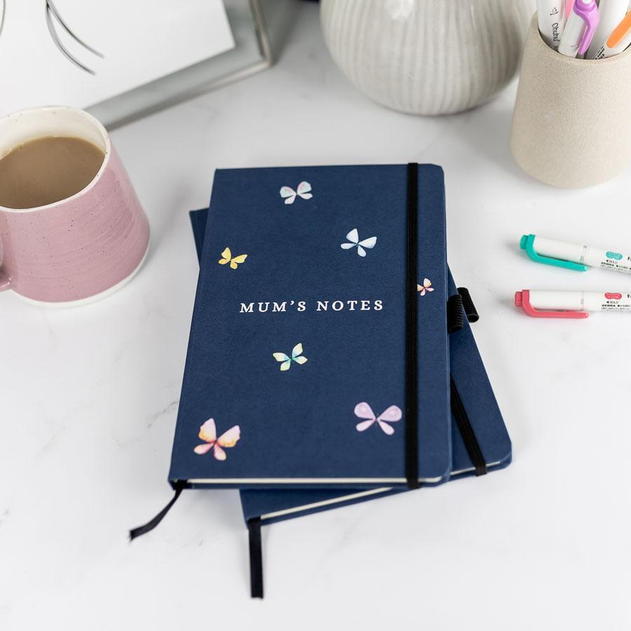 Personalised Butterflies Notebook - Navy