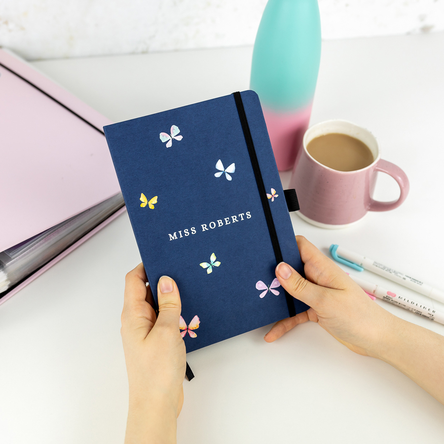 Personalised Butterflies Notebook - Navy