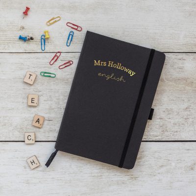 Personalised subject foil notebook perfect gift for a birthday or christmas