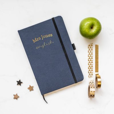Personalised subject foil notebook perfect gift for a birthday or christmas