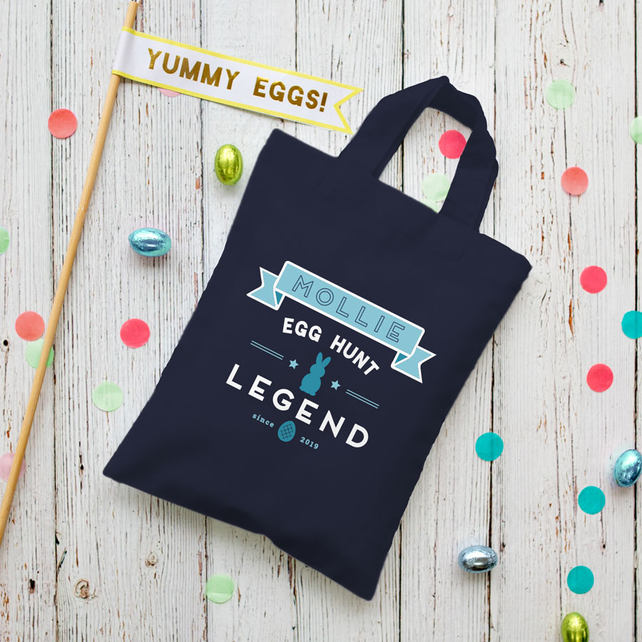 Personalised Easter egg hunt legend bag (French navy bag) is the perfect way to make your child's Easter egg hunt super special this year