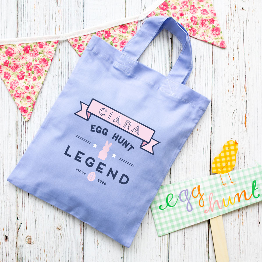 Personalised Easter egg hunt legend bag (Lilac bag) is the perfect way to make your child's Easter egg hunt super special this year