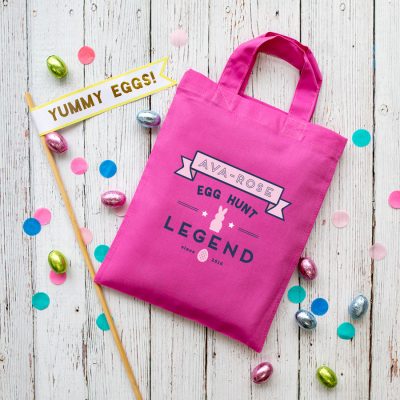 Personalised Easter egg hunt legend bag (Pink) is the perfect way to make your child's Easter egg hunt super special this year