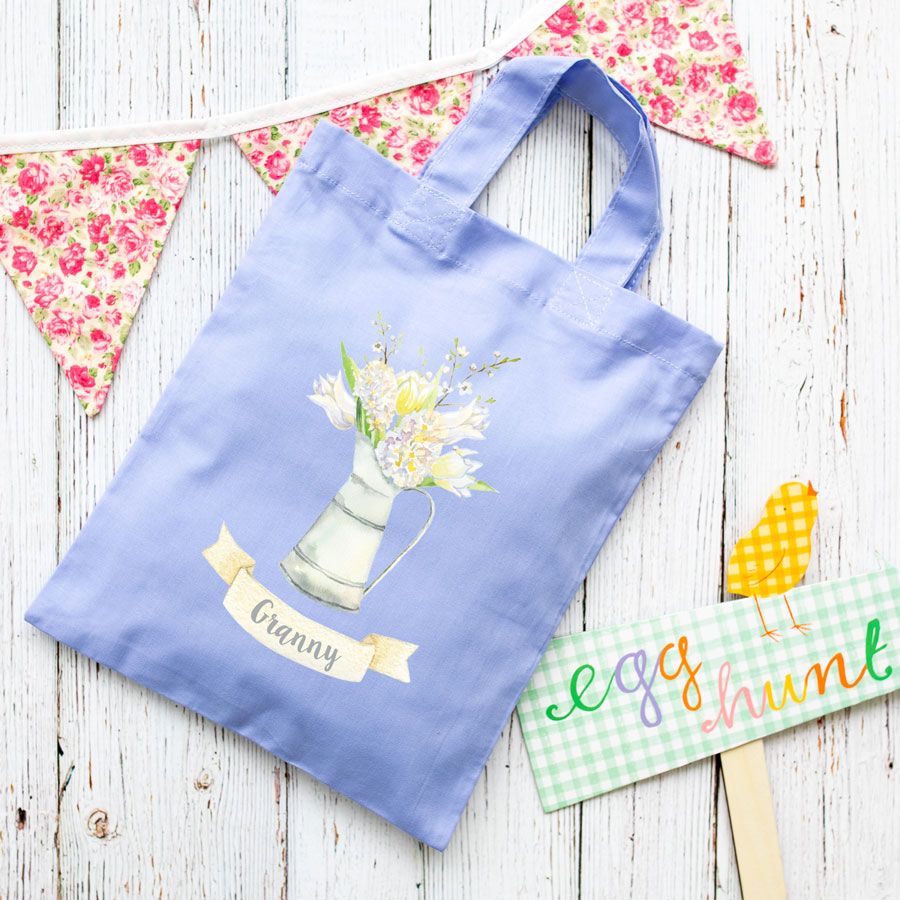 Personalised Spring Flowers Easter bag (Lilac) is the perfect way to make your child's Easter egg hunt super special this year