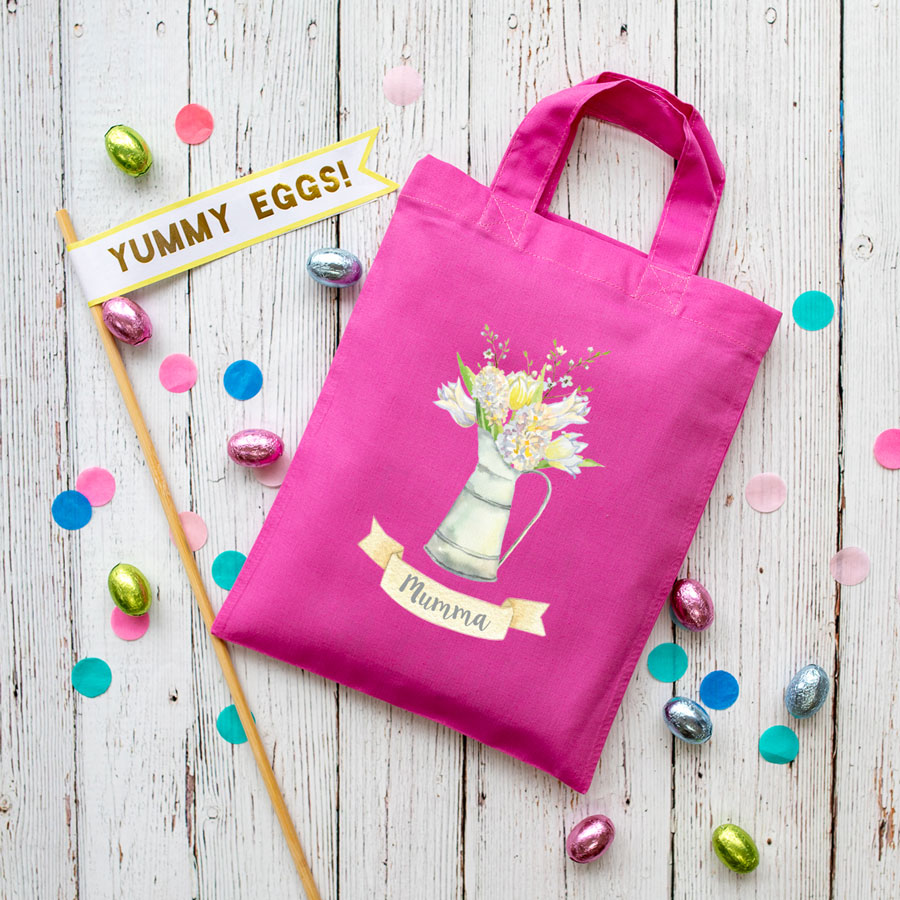 Personalised Spring Flowers Easter bag (Pink) is the perfect way to make your child's Easter egg hunt super special this year