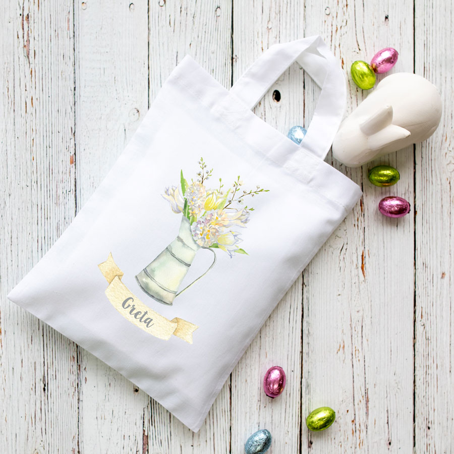 Personalised Spring Flowers Easter bag (White) is the perfect way to make your child's Easter egg hunt super special this year