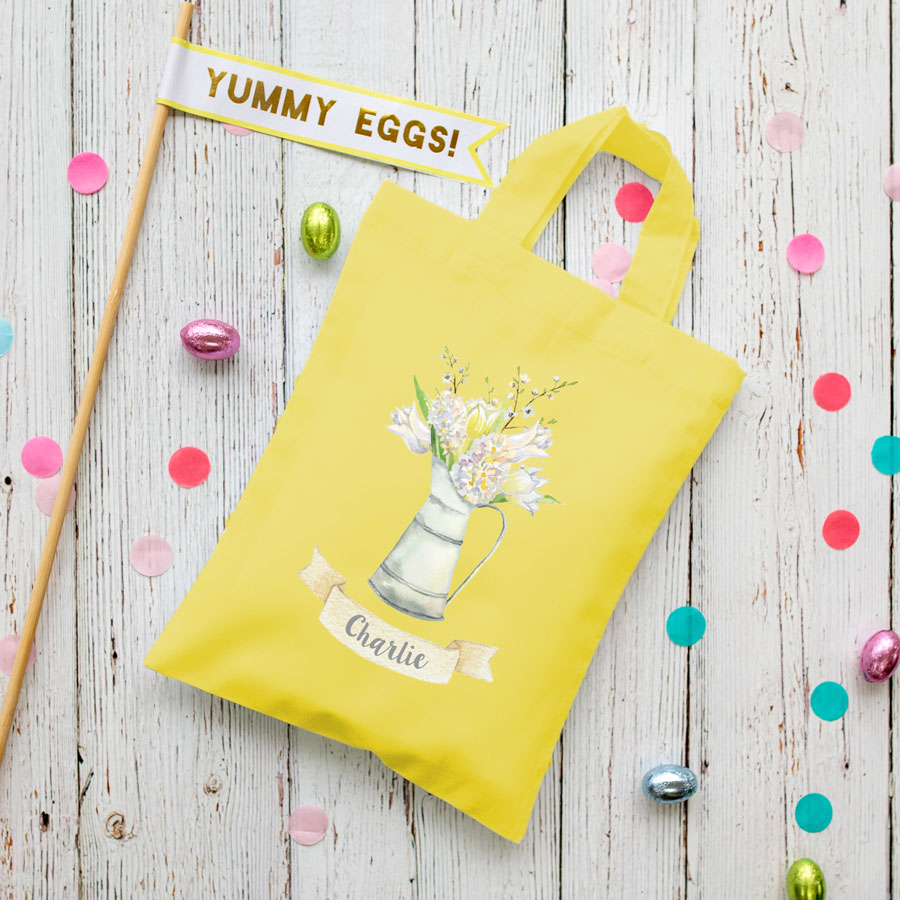 Personalised Spring Flowers Easter bag (Yellow) is the perfect way to make your child's Easter egg hunt super special this year