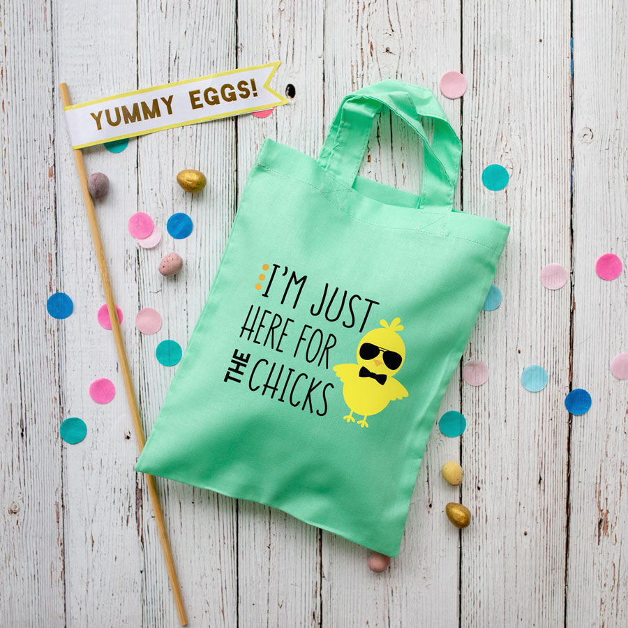 Here for the chicks Easter bag (Mint green) perfect for your child's Easter egg hunt this year