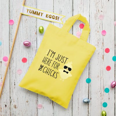 Here for the chicks Easter bag (Yellow) perfect for your child's Easter egg hunt this year