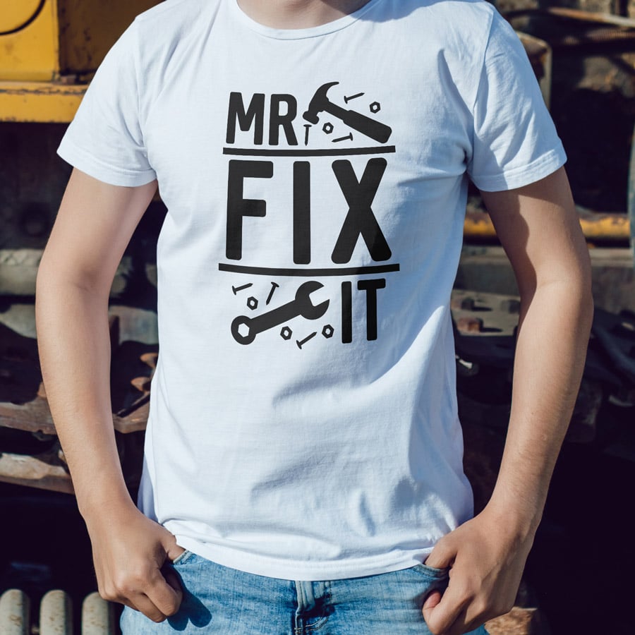 Mr Fix It Men's T-shirt (White) perfect gift for fathers day, birthday or Christmas