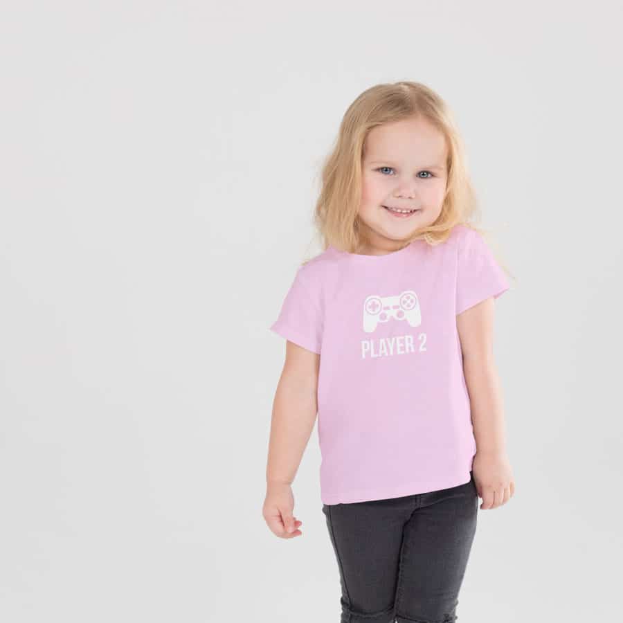 Player 2 Children's T-shirt (Pink) perfect gift for fathers day, birthday or Christmas