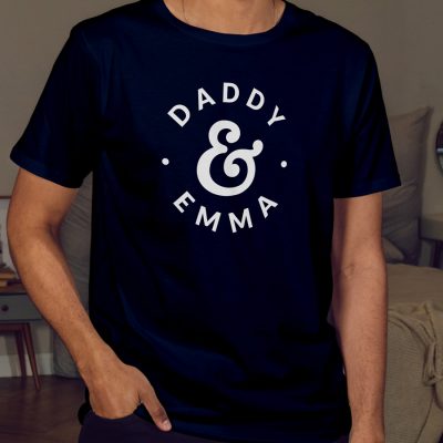 Personalised Dad & Child Men's T-shirt (Navy) perfect gift for fathers day, birthday or Christmas