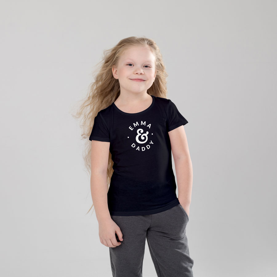 Personalised Child & Dad Children's T-shirt (Black) perfect gift for fathers day, birthday or Christmas