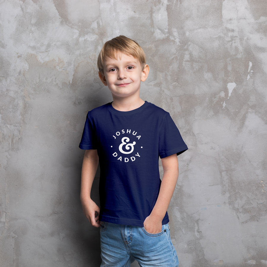 Personalised Child & Dad Children's T-shirt (Navy) perfect gift for fathers day, birthday or Christmas