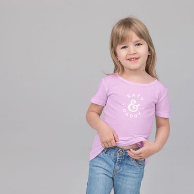 Personalised Child & Dad Children's T-shirt (Pink) perfect gift for fathers day, birthday or Christmas