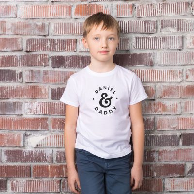 Personalised Child & Dad Children's T-shirt (White) perfect gift for fathers day, birthday or Christmas