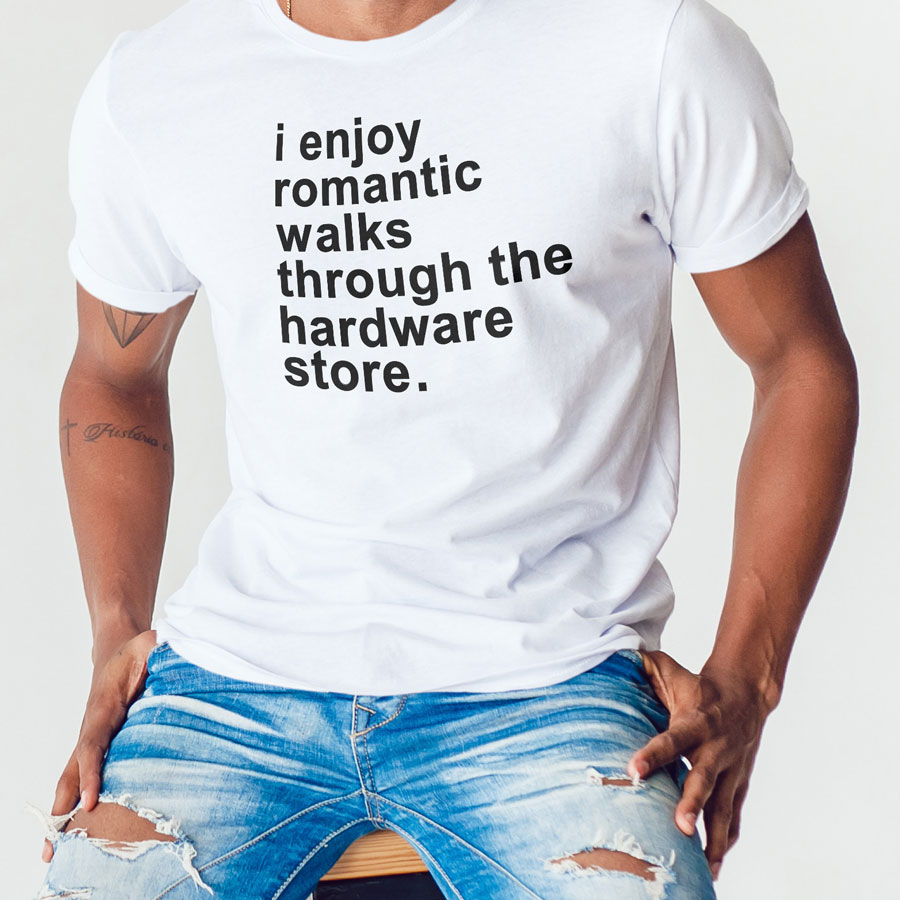 Romantic walks Men's T-shirt (White) perfect gift for fathers day, birthday or Christmas