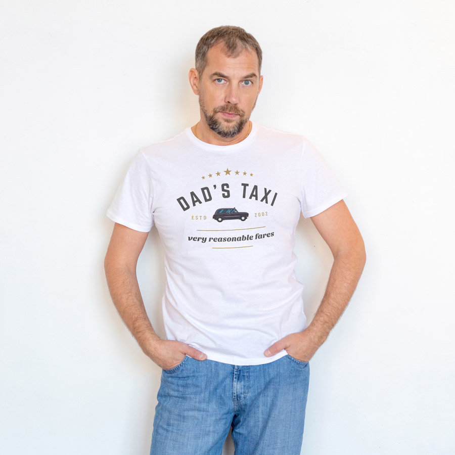 Personalised Dad's taxi Men's T-shirt (White) perfect gift for fathers day, birthday or Christmas