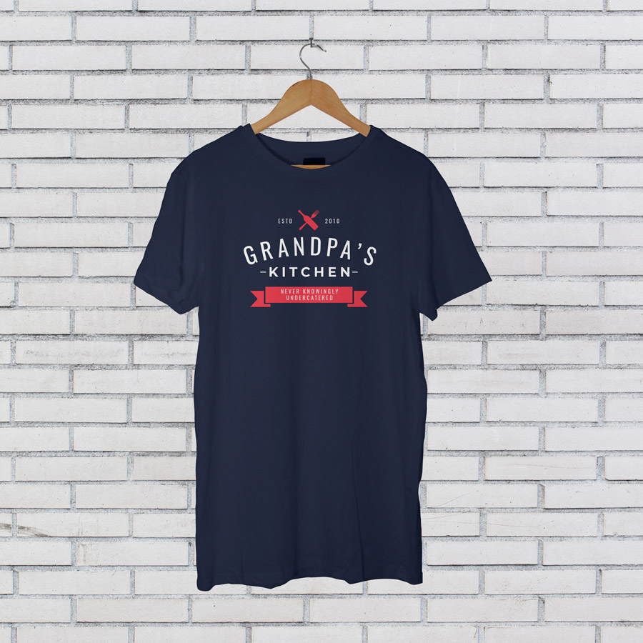 Personalised Kitchen Men's T-shirt (Navy) perfect gift for fathers day, birthday or Christmas