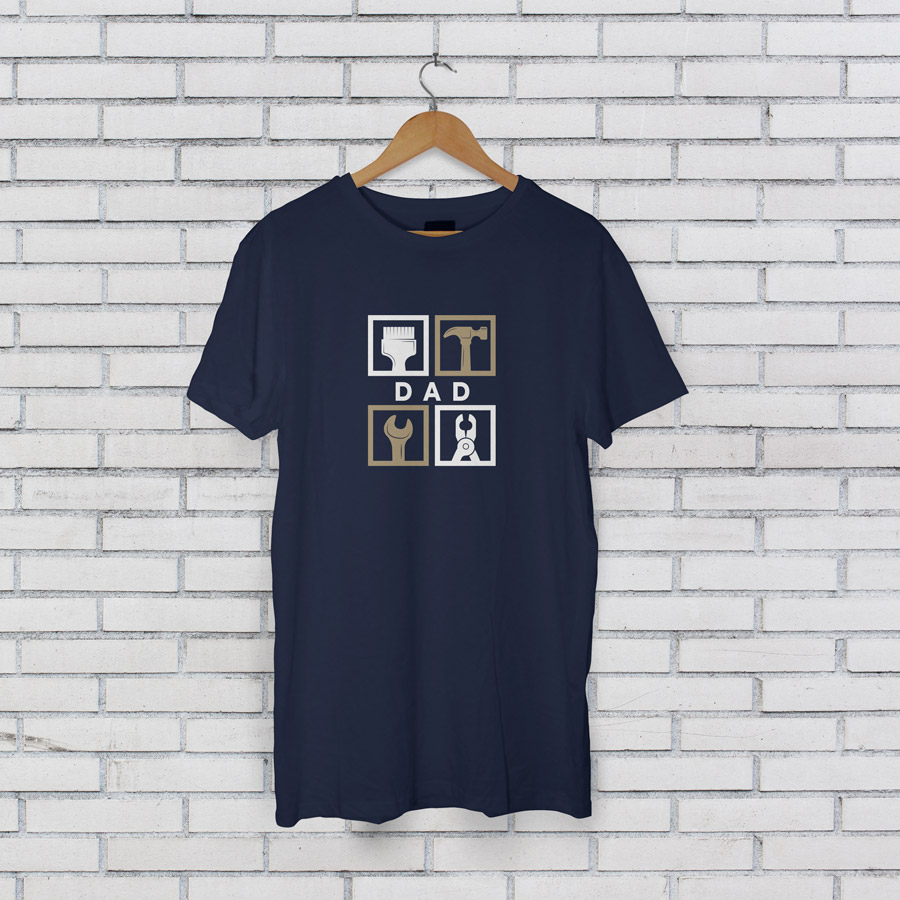 Personalised DIY squares Men's T-shirt (Navy) perfect gift for fathers day, birthday or Christmas