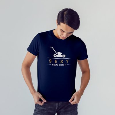 Sexy and I mow it Men's T-shirt (Navy) perfect gift for fathers day, birthday or Christmas