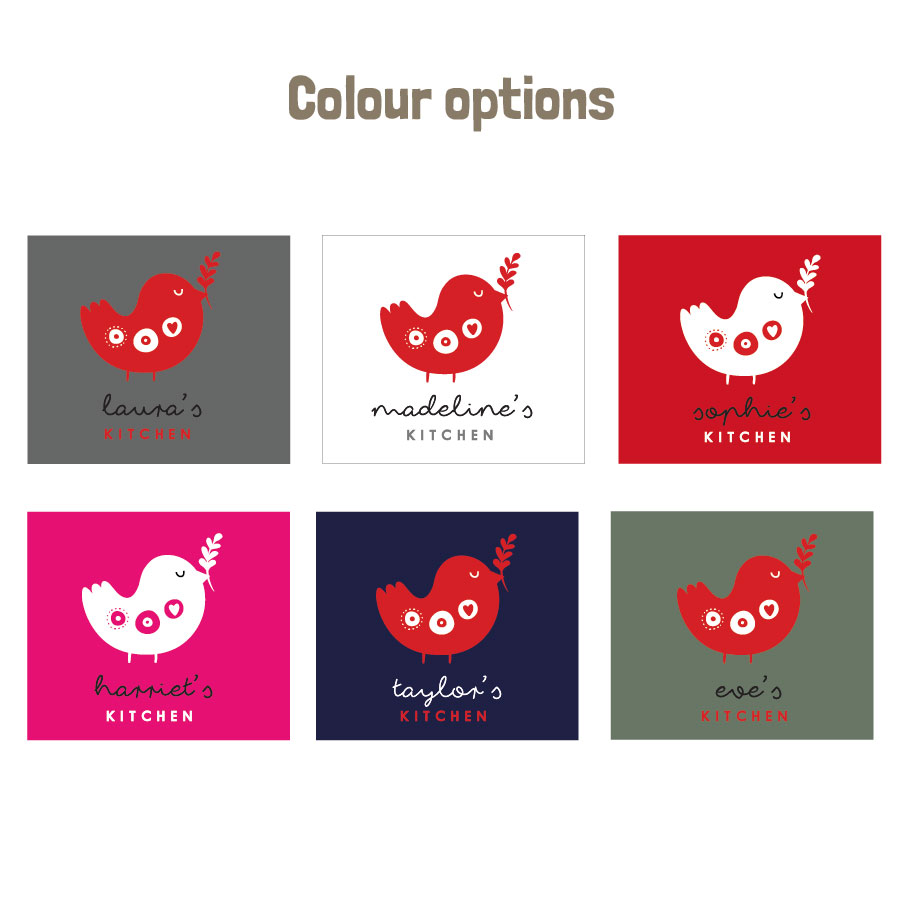 personalised robin apron colour options