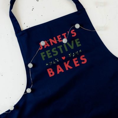 personalised festive bakes apron (Navy) perfect for Christmas baking