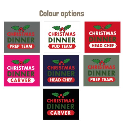 Personalised Christmas dinner apron colour options