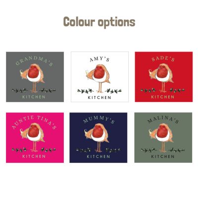 Festive robin apron colour options