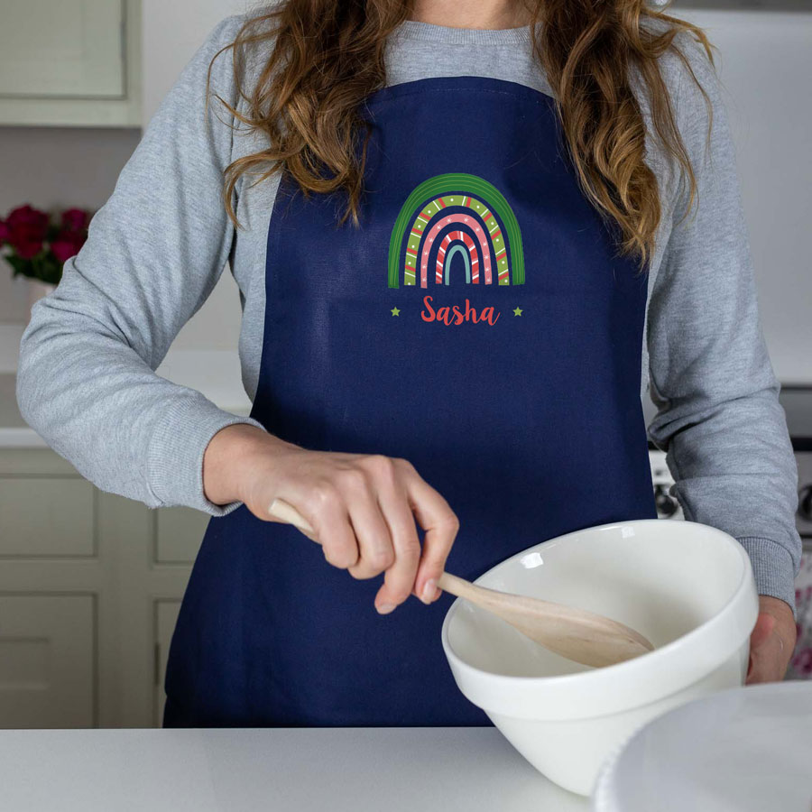 Festive rainbow apron (Navy - Adult)