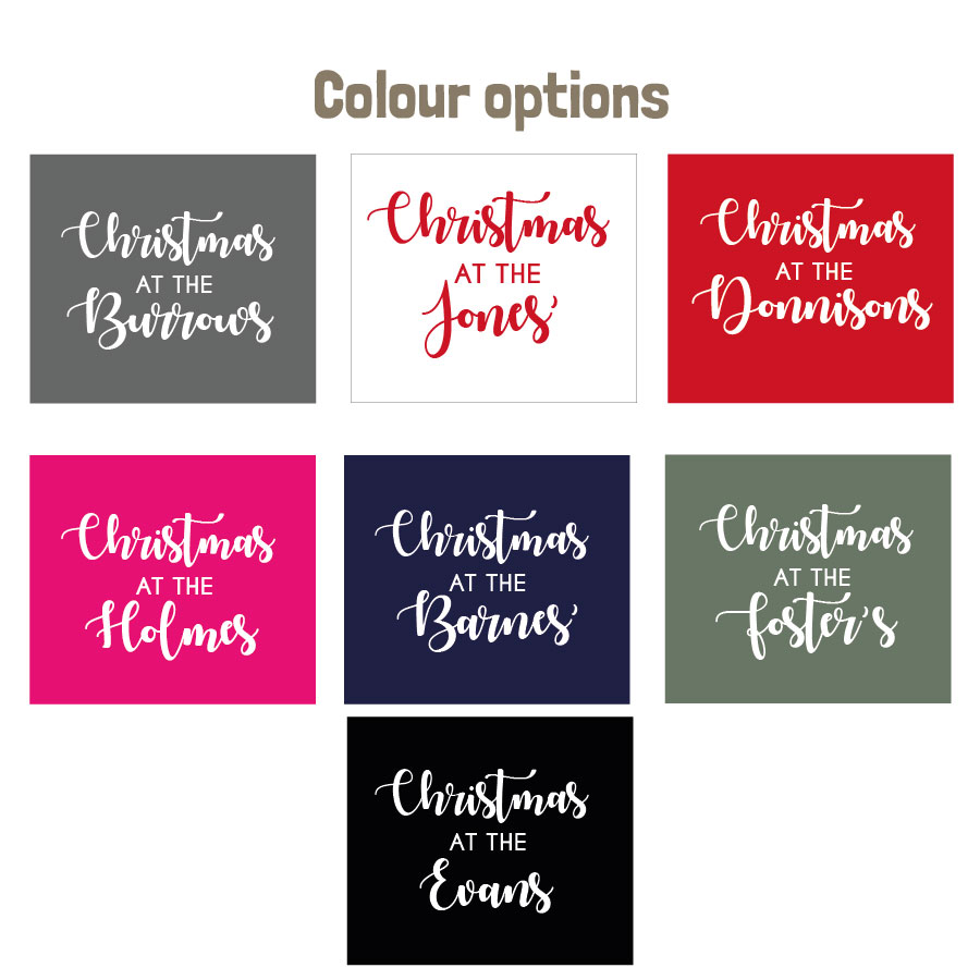 Personalised Christmas family apron colour options