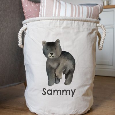 Personalised bear storage trug in natural colour large size