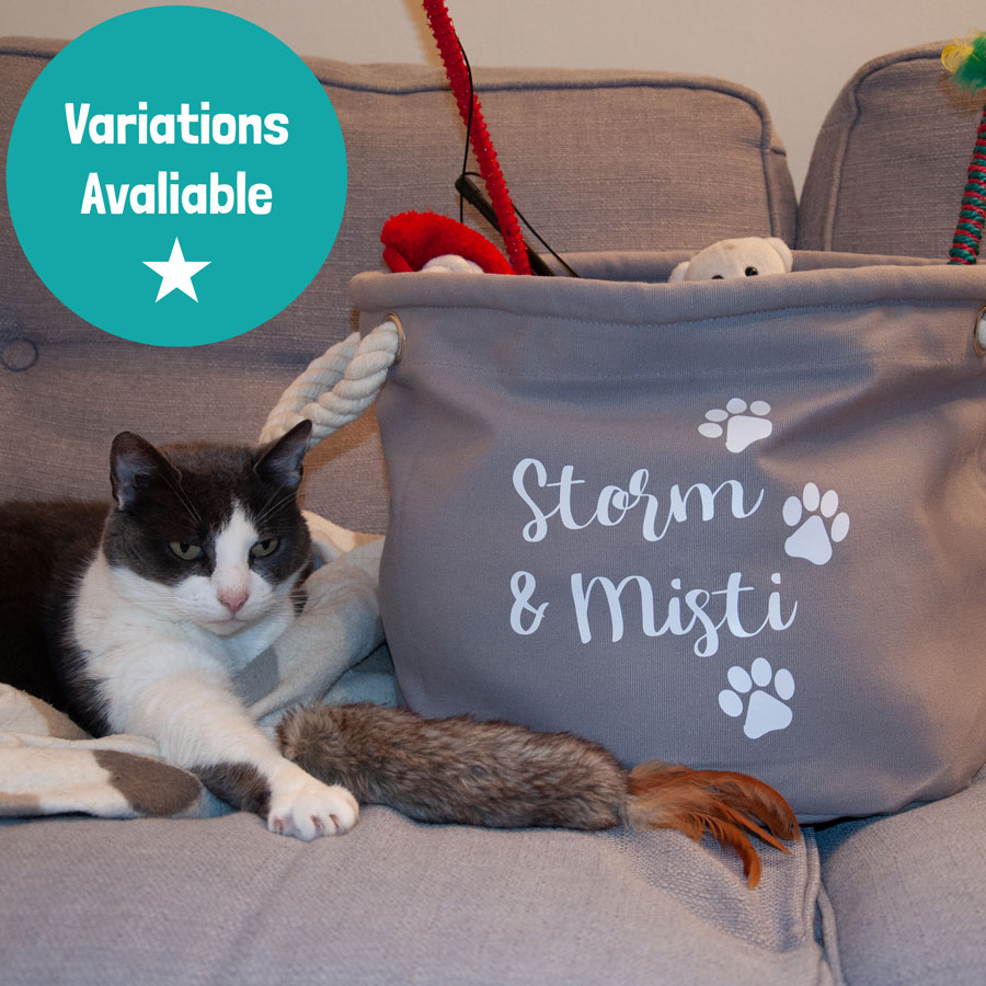 Personalised pawprints storage trug (Grey - Small) perfect for storing pet toys
