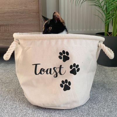 Personalised pawprints storage trug (Grey - Small) perfect for storing pet toys
