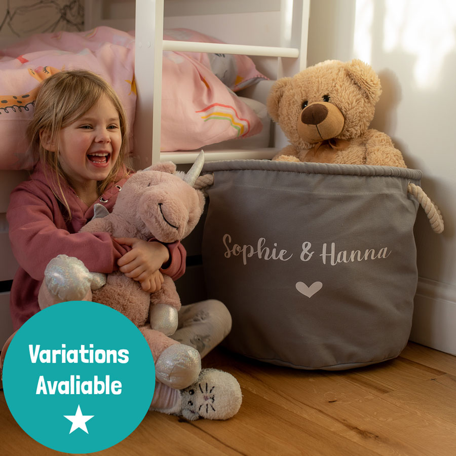 Personalised storage trug in grey colour small size