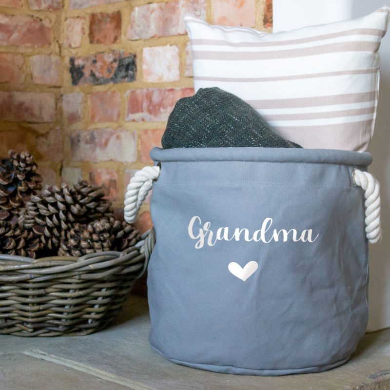 Personalised storage trug in grey colour small size