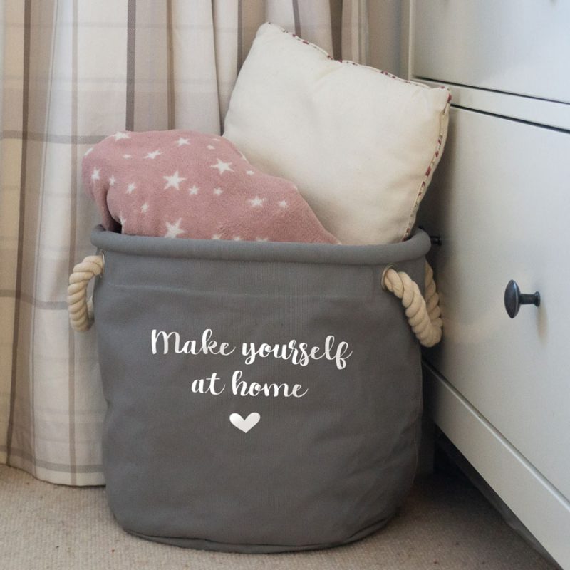 Personalised storage trug in grey colour small size