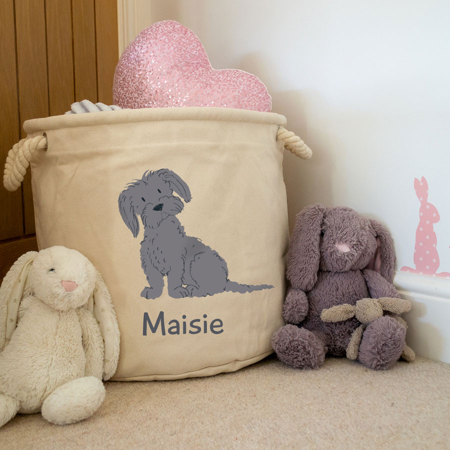 Personalised dog storage trug (Natural - Medium)