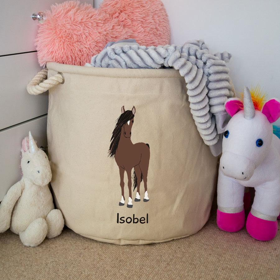 Personalised pony storage trug (Natural - Medium)