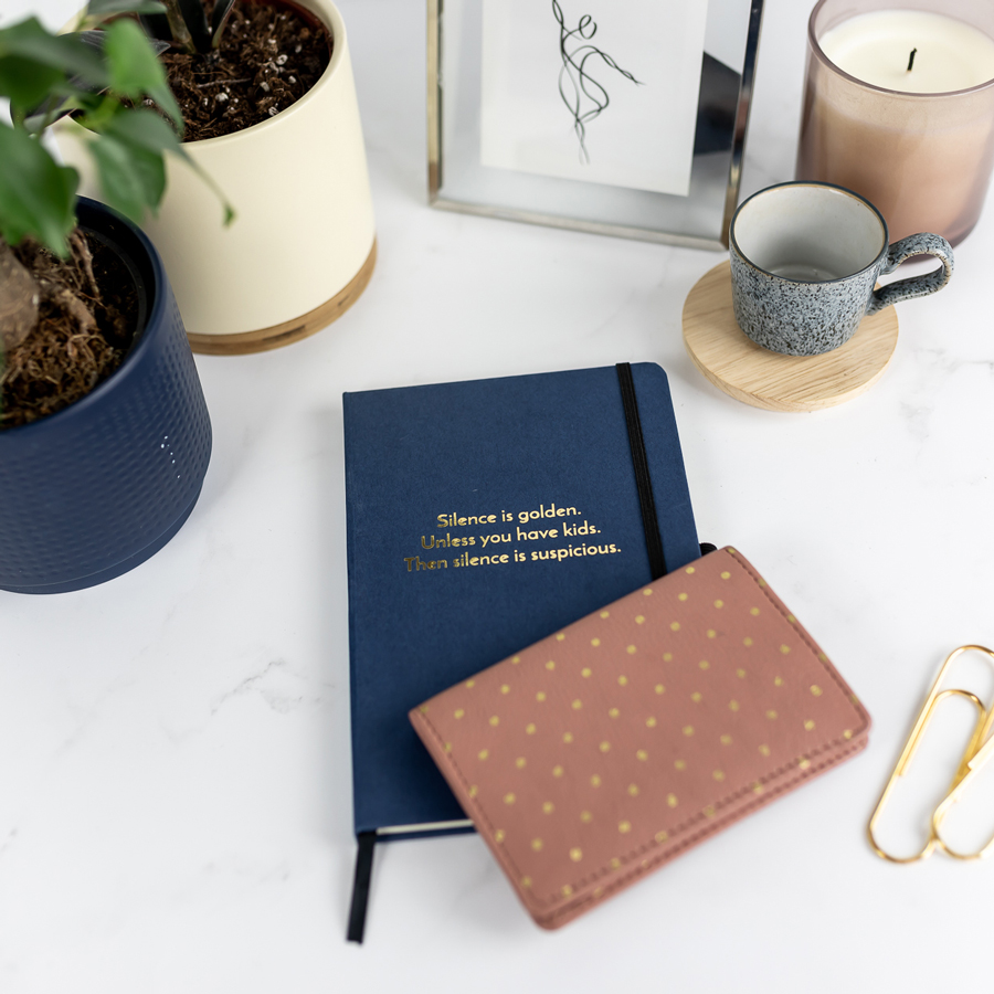 Silence is Golden Foil Notebook - Navy notebook, gold foil