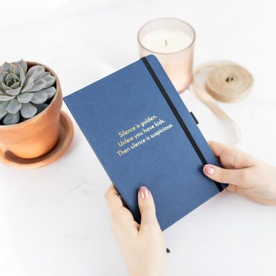 Silence is Golden Foil Notebook - Navy notebook, gold foil