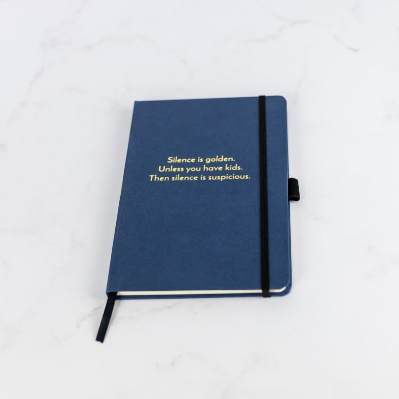 Silence is Golden Foil Notebook - Navy notebook, gold foil
