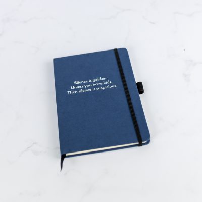 Silence is Golden Foil Notebook - Navy notebook, silver foil