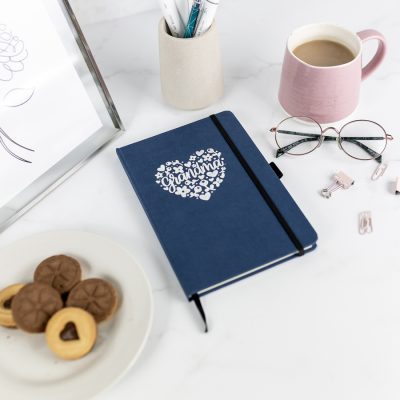 Grandma Heart Foil Notebook - Navy notebook, silver foil