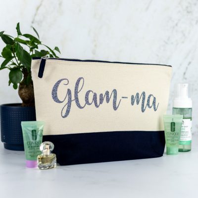 Glam-ma wash bag - navy bag, silver glitter